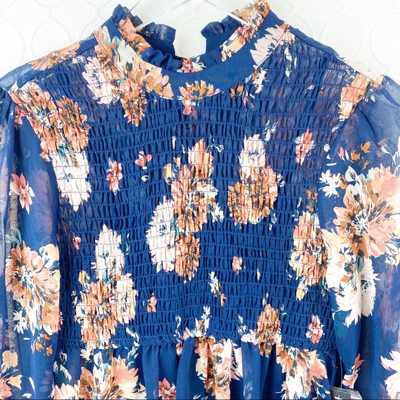 NWT As U Wish Blue Pink Floral Babydoll Dress Lagenlook Small - Picture 6 of 11